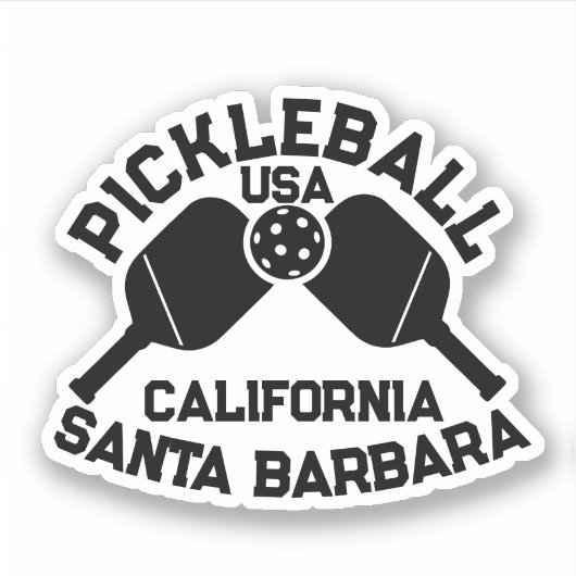Pickleball Paddle Ball Santa Barbara CA Custom Aufkleber (Vorderseite)