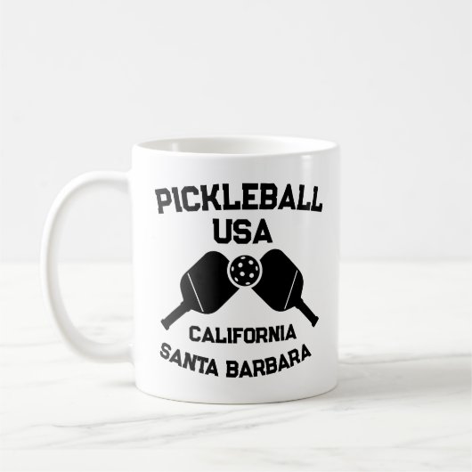 Pickleball Paddle Ball Santa Barbara CA Custom Kaffeetasse (Links)