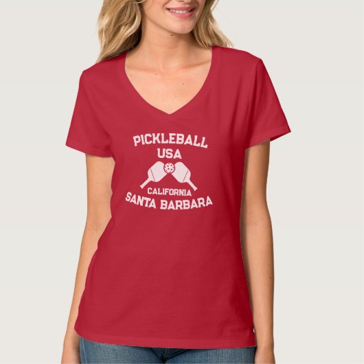 Pickleball Paddle Ball Santa Barbara USA Custom T-Shirt (Vorderseite)