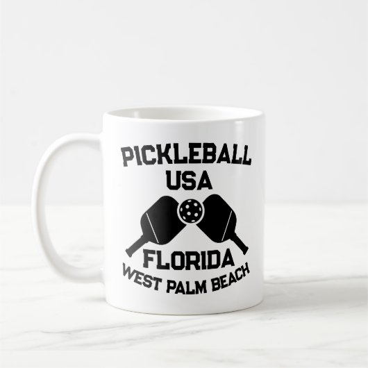 Pickleball Paddle Ball West Palm Beach USA Custom Kaffeetasse (Links)
