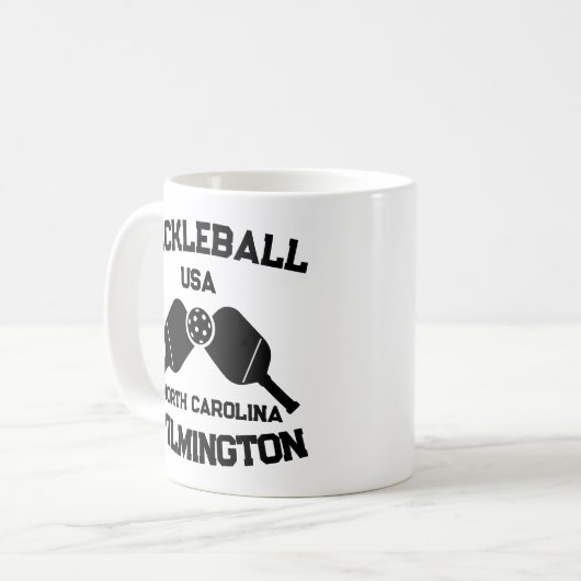 Pickleball Paddle & Ball Wilmington NC USA Custom Kaffeetasse (Vorderseite Links)
