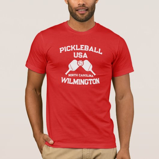 Pickleball Paddle Ball Wilmington NC USA Custom T-Shirt (Vorderseite)