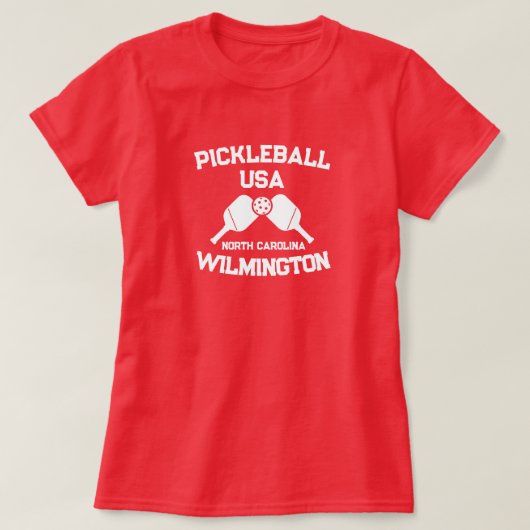 Pickleball Paddle Ball Wilmington NC USA Custom T-Shirt (Design vorne)