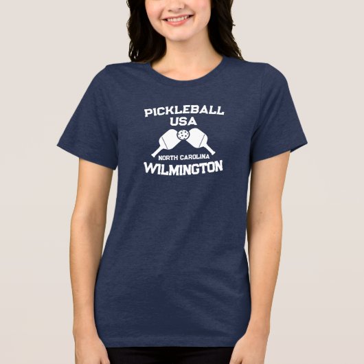 Pickleball Paddle Ball Wilmington NC USA Custom Tri-Blend Shirt (Vorderseite)