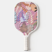 Pickleball Paddle: Bio Blätter (rosa/grau) Schläger (Vorderseite)