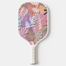 Pickleball Paddle: Bio Blätter (rosa/grau)