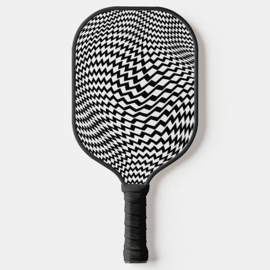Pickleball Paddle Black White Op Art Zigzag (Vorderseite)