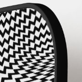 Pickleball Paddle Black White Op Art Zigzag (Linke Seite)