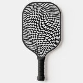 Pickleball Paddle Black White Op Art Zigzag (Rückseite)