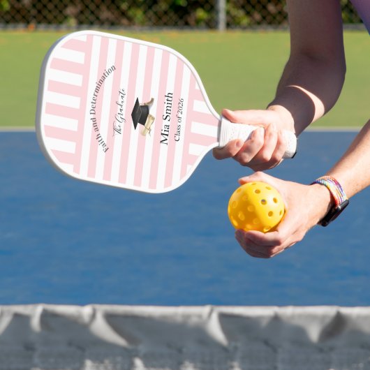 Pickleball Paddle Cute Graduation Pink Stripe (InSitu)