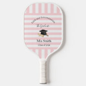 Pickleball Paddle Cute Graduation Pink Stripe (Vorderseite)
