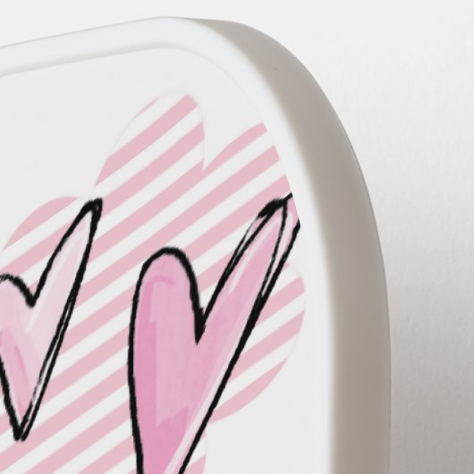 Pickleball Paddle Cute Pink Hearts  (Linke Seite)