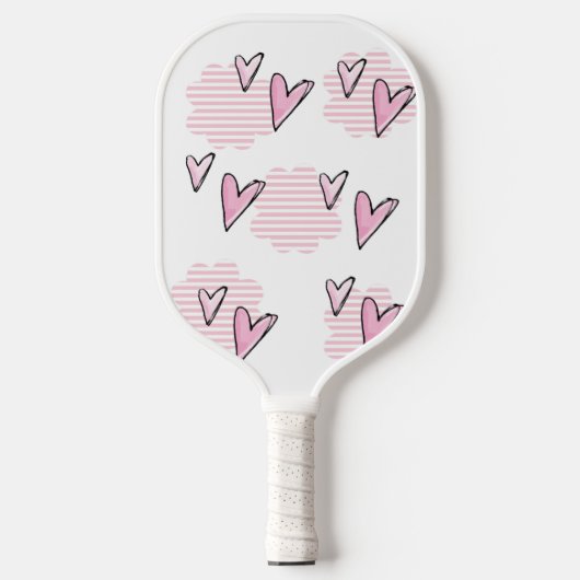 Pickleball Paddle Cute Pink Hearts (Vorderseite)