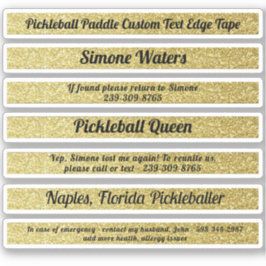 Pickleball Paddle Edge Tape Individuelle Name Gold Aufkleber