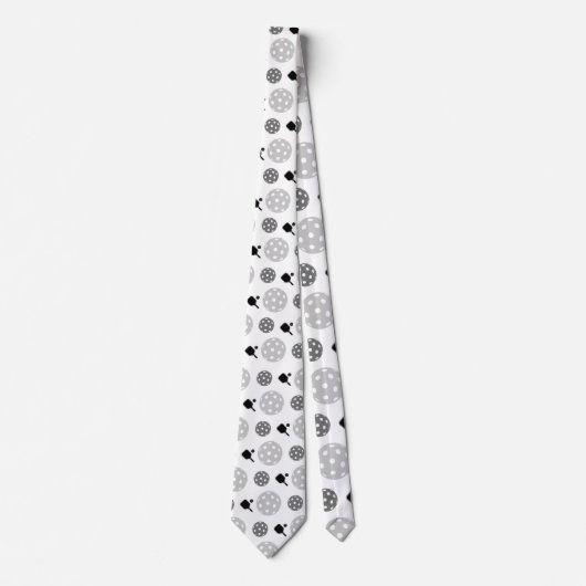 Pickleball Paddle Graues weißes Ball-Racket-Muster Krawatte (Vorderseite)