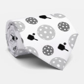 Pickleball Paddle Graues weißes Ball-Racket-Muster Krawatte (Gerollt)
