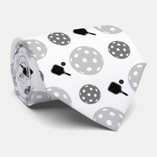 Pickleball Paddle Graues weißes Ball-Racket-Muster Krawatte (Gerollt)