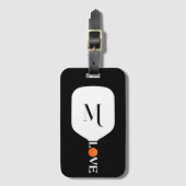 Pickleball Paddle Liebe Orange Ball Personalisiert Gepäckanhänger (Vorderseite Vertikal)