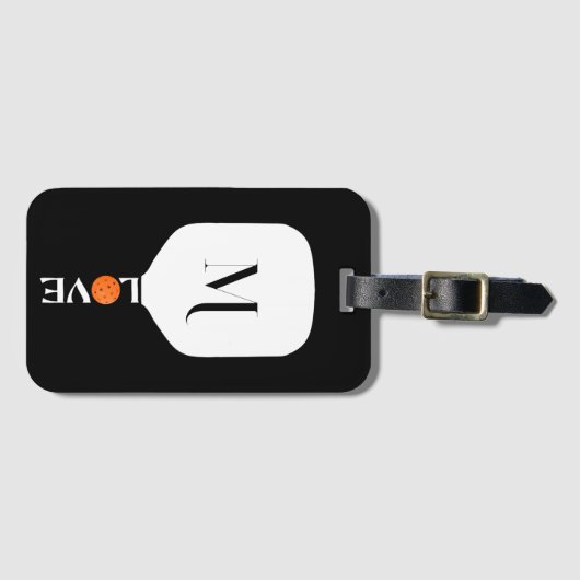 Pickleball Paddle Liebe Orange Ball Personalisiert Gepäckanhänger (Vorderseite (Horizontal))