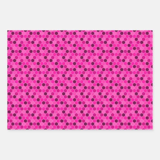 Pickleball Paddle - Magenta Honeycomb Hexagons Geschenkpapier Set (Vorderseite 3)