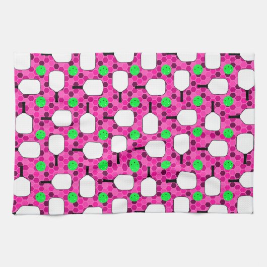 Pickleball Paddle - Magenta Honeycomb Hexagons Geschirrtuch (Horizontal)