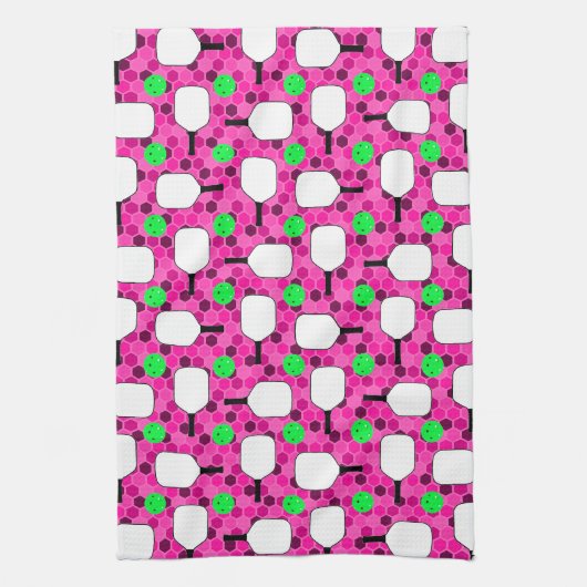 Pickleball Paddle - Magenta Honeycomb Hexagons Geschirrtuch (Vertikal)