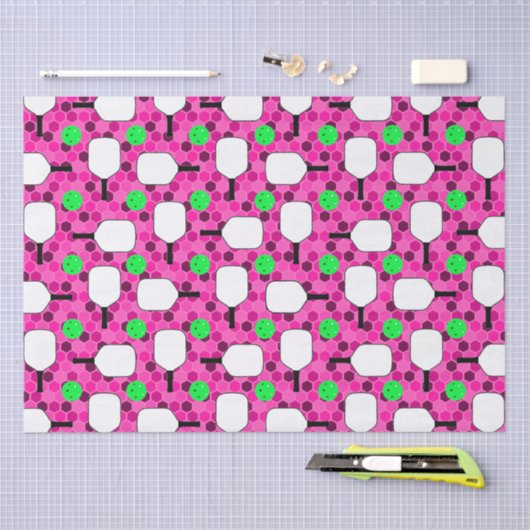 Pickleball Paddle - Magenta Honeycomb Hexagons Seidenpapier (Handwerk)