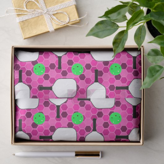 Pickleball Paddle - Magenta Honeycomb Hexagons Seidenpapier (Geschenk)