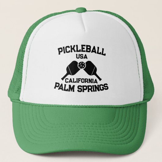 Pickleball Paddle Palm Springs California Custom Truckerkappe (Vorderseite)