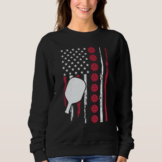Pickleball Paddle Patriotic US Flag 4Th Of July 1 Sweatshirt (Vorderseite)