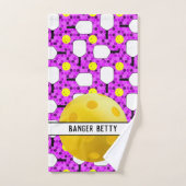 Pickleball Paddle Personalisiert Lila und gelb Handtuch (Handtuch)