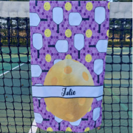 Pickleball Paddle Personalisiert Lila und gelb Handtuch