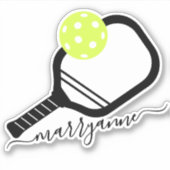 Pickleball Paddle Script Monogram Sticker (Vorderseite)