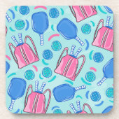 Pickleball Paddle und Balls Blue Beverage Coaster Getränkeuntersetzer (Vorderseite)