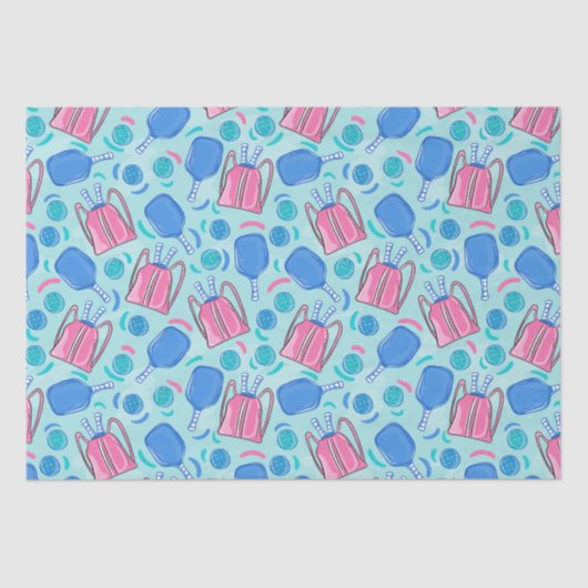 Pickleball Paddle und Balls Blue Small Seidenpapier (Vorderseite)