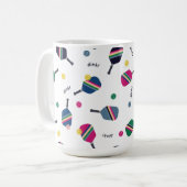 Pickleball Paddle und Fun Ball Blue Green Pink Kaffeetasse (Vorderseite Links)