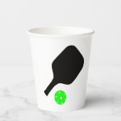 Pickleball-Paddle und grüne Bälle Pappbecher (Rückseite)