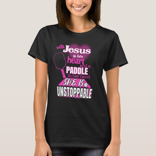 Pickleball Paddle und Jesus Sprichwort T-Shirt (Vorderseite)