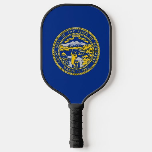 Pickleball Paddle unter der Flagge Nebraskas, USA (Vorderseite)