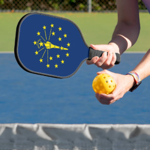 Pickleball Paddle unter der Flagge von Indiana, US