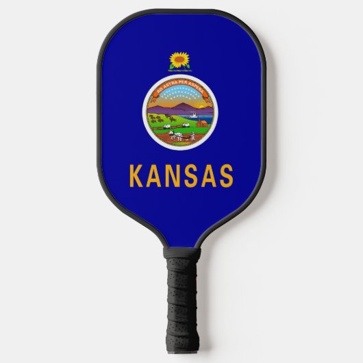 Pickleball Paddle unter der Flagge von Kansas, USA (Vorderseite)