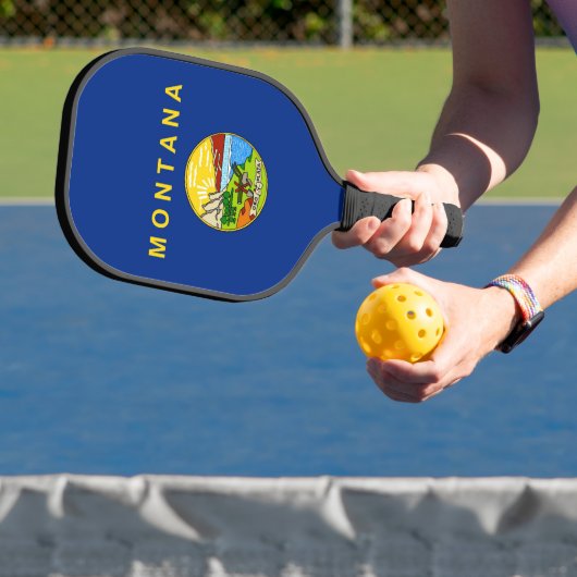 Pickleball Paddle unter der Flagge von Montana, US (InSitu)