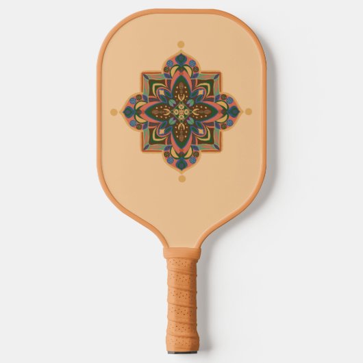 Pickleball Paddle with geometric peachy mandala (Vorderseite)