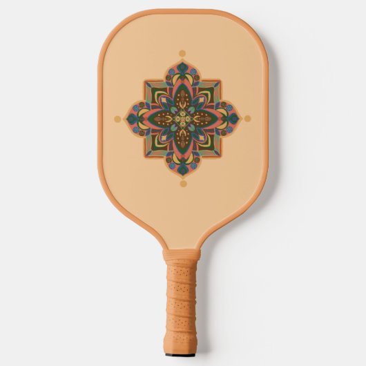 Pickleball Paddle with geometric peachy mandala (Rückseite)
