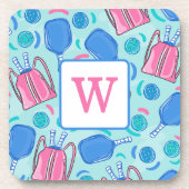 Pickleball Paddles and Balls Blue Preppy Getränkeuntersetzer (Vorderseite)