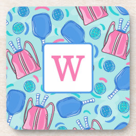 Pickleball Paddles and Balls Blue Preppy Getränkeuntersetzer