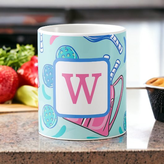 Pickleball Paddles and Balls Blue Preppy Kaffeetasse