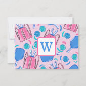 Pickleball Paddles and Balls Rosa Preppy Dankeskarte (Vorderseite)