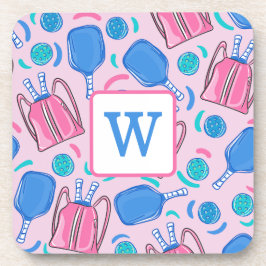 Pickleball Paddles and Balls Rosa Preppy Getränkeuntersetzer