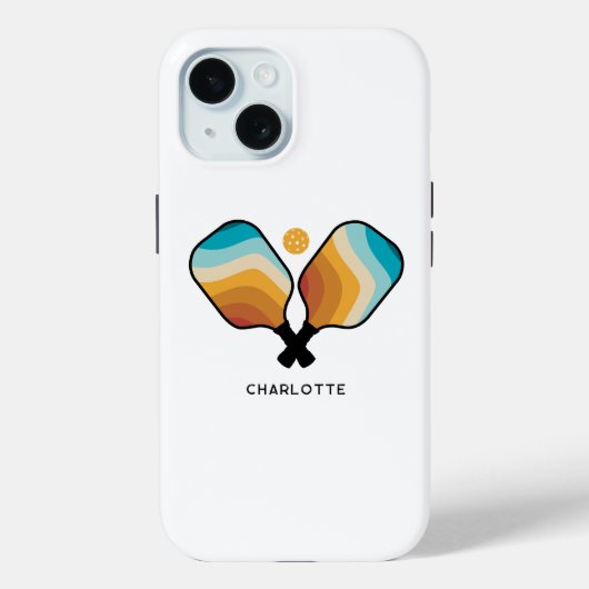 Pickleball Paddles & Ball Individuelle Name Case-Mate iPhone Hülle (Rückseite)